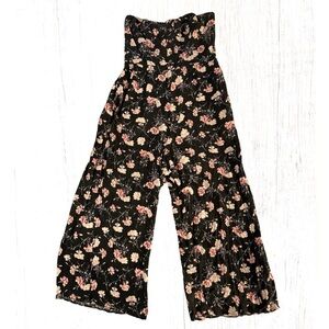 American Eagle Tube Top Wide Leg Cropped Woven Floral Romper size Small